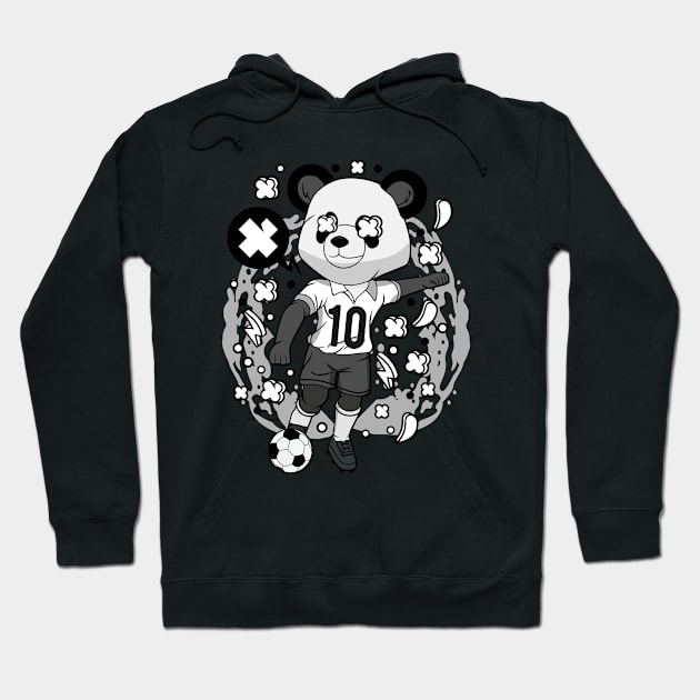 Panda Soccer Illustration Hoodie by Mako Design 